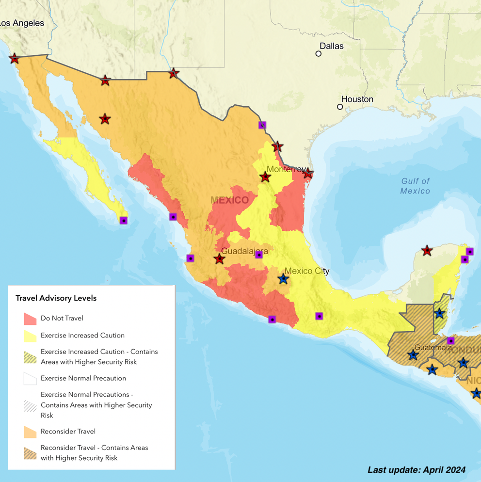 Mexico Travel Advisory Map
