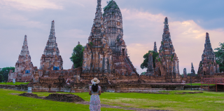 View of the Khmer temples in Ayutthaya, Thailand.