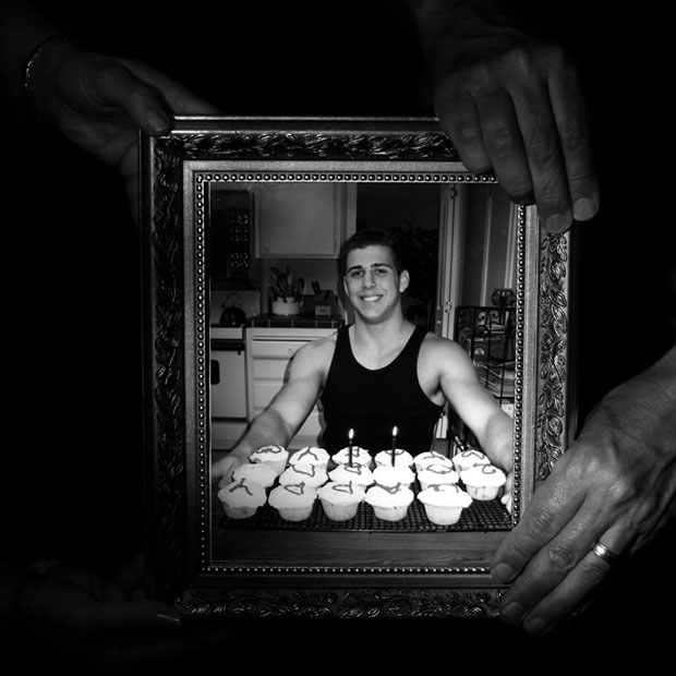 April and Joe Rovero hold a picture of their son Joey with his birthday cupcakes. He had flown home from Arizona State University to celebrate his 20th birthday with his family and girlfriend. He was 21 when he died from a drug overdose.