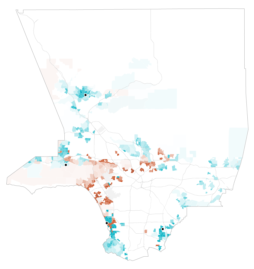 Map of majority 100K households in Los Angeles County