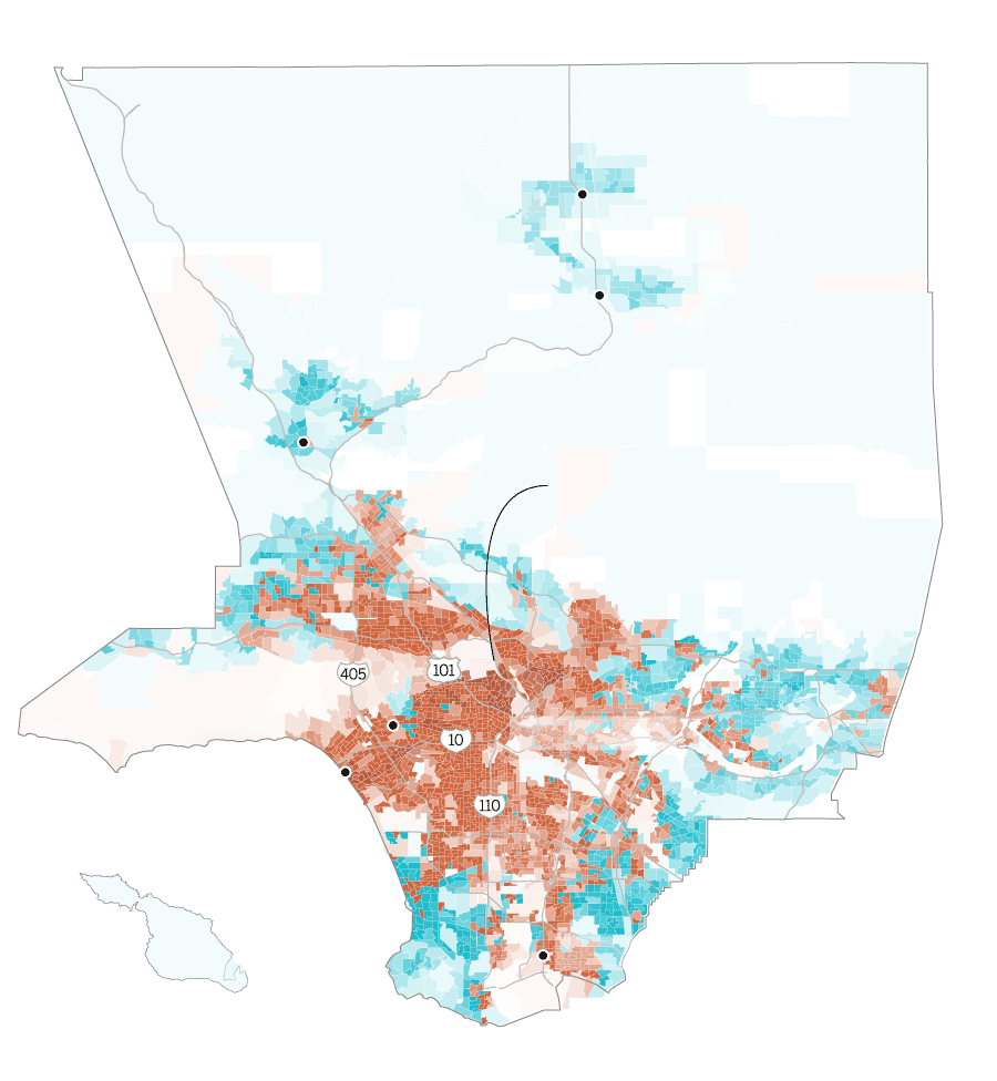 Map of the L.A. county district attorney results