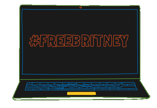 #FREEBRITNEY flashes on a laptop screen