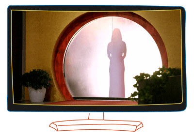A still from "Love is Blind” in a television screen