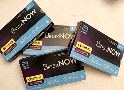 Binax NOW home COVID test kits.