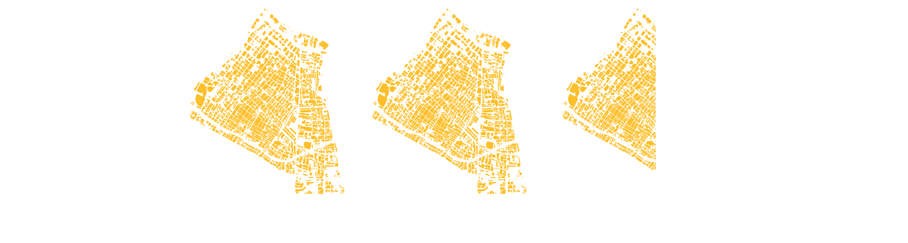 Map comparing the downtown footprint to the number of buildings destroyed in the most destructive fires in the state.