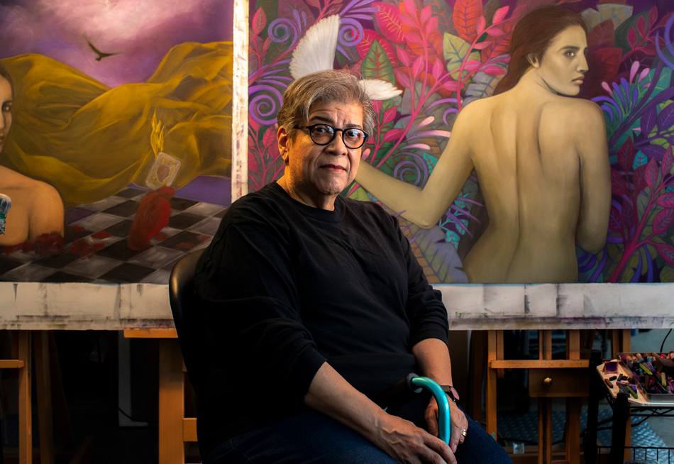 Judithe Hernandez in her studio.