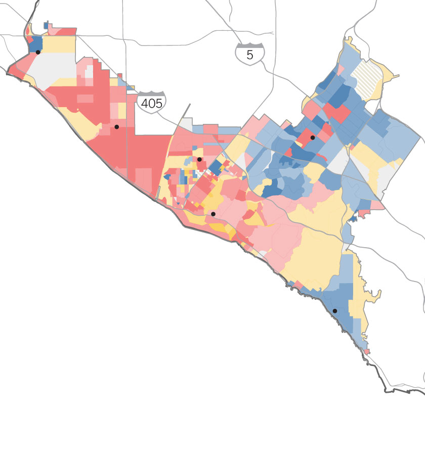 Map of primary election results for congressional district 47