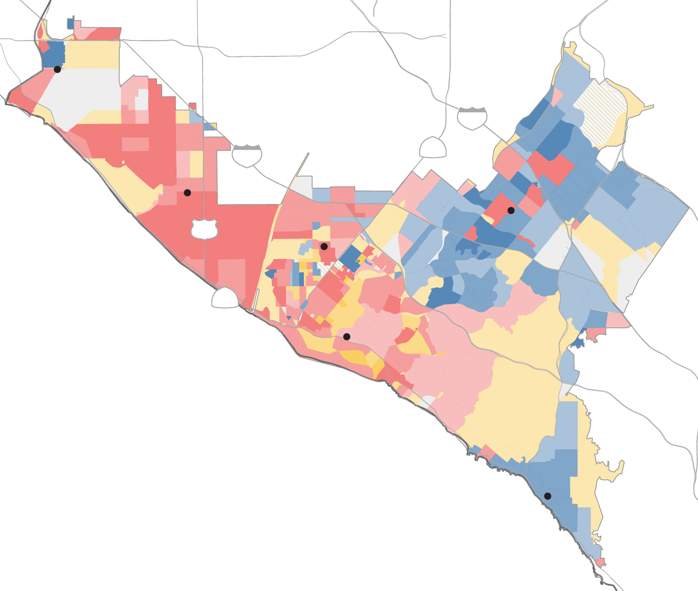 Map of primary election results for congressional district 47
