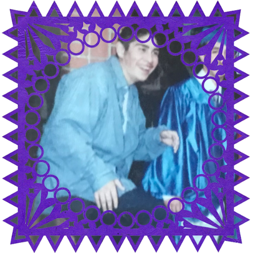 Photo of Best friend. in a frame with papel picado.