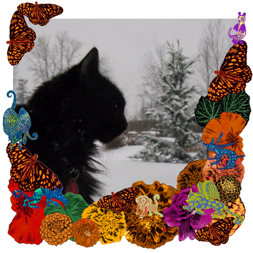 Photo of Decker in a frame with papel picado.