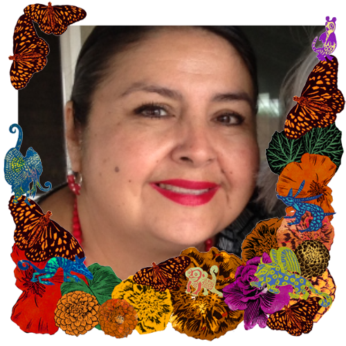Photo of Tiffany "Suki" Martino, Suki Wuki in a frame with papel picado.