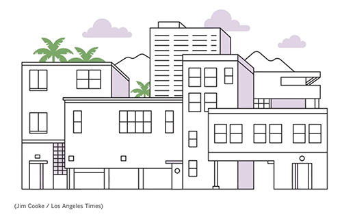 Blueprint-style animation of a building shaking.