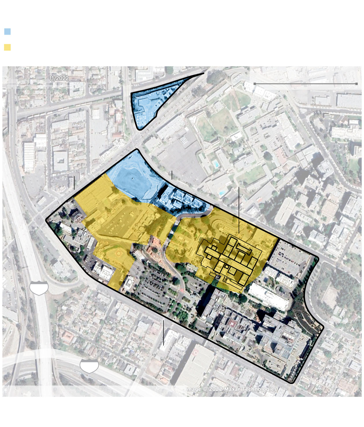 Map shows the Greater General Hospital campus development area near Lincoln Heights.