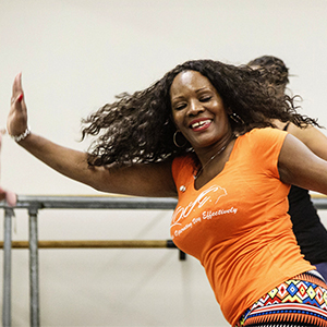 A dance fitness class at Debbie Allen Dance Academy