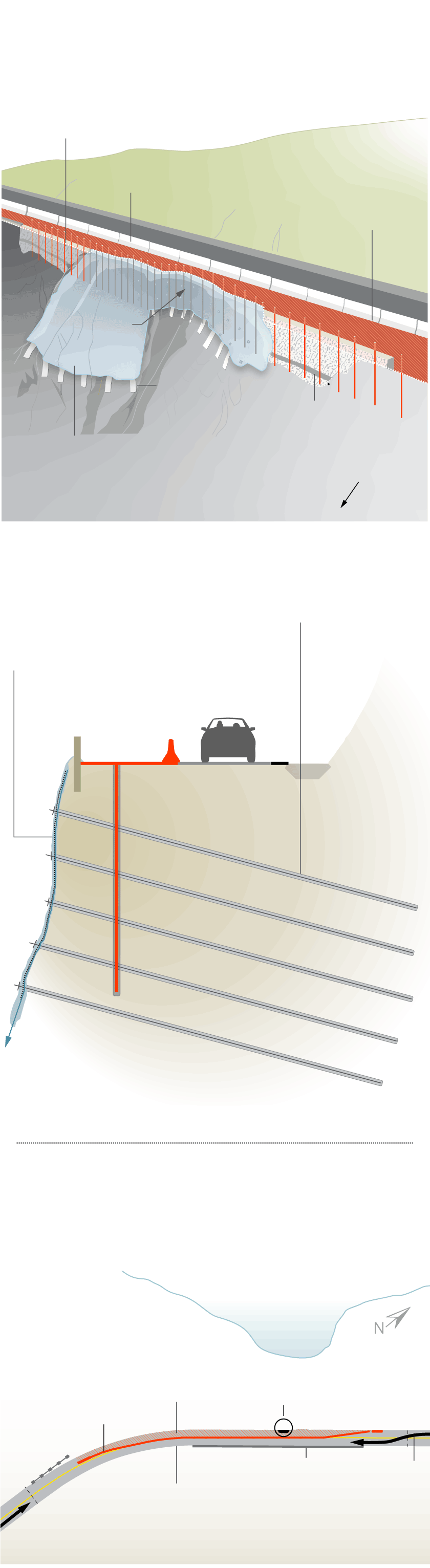 Diagram shows the temporary repairs on PCH.