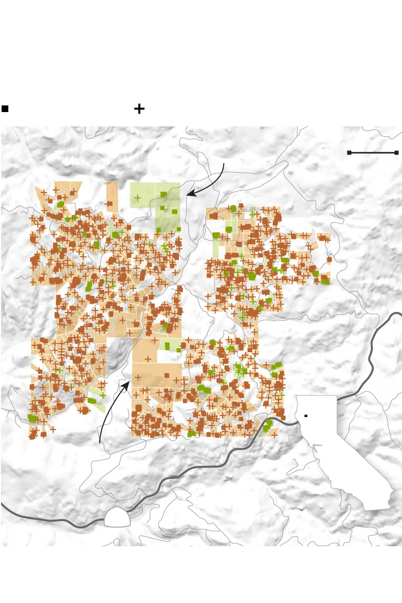 Map showing outdoor grows and greenhouses in Trinity Valley