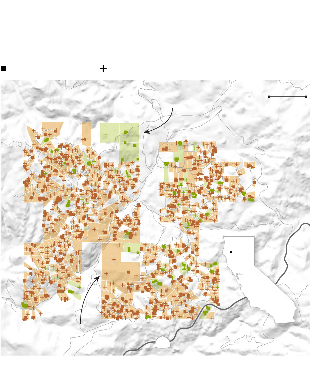 Map showing outdoor grows and greenhouses in Trinity Valley