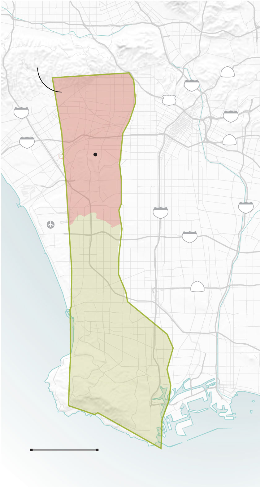 Map shows the evacuation area in Gaza Strip overlaid on the Los Angeles area for scale.