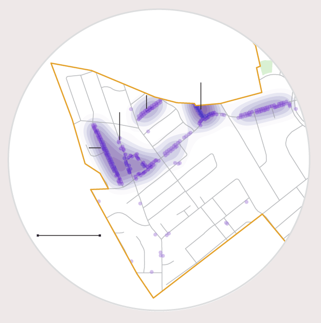 Map of San Marino, shows where the jacaranda trees are.