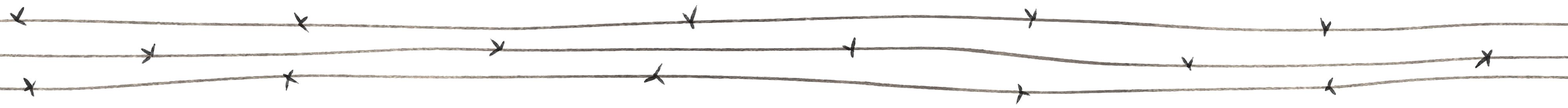 Illustration of three lines of barbed wire
