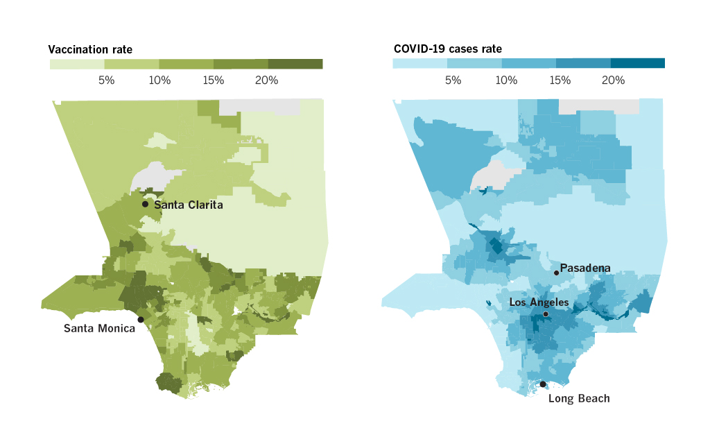 LA COVID-19 racial differences per vaccine per environment