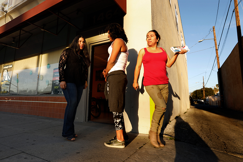 Jessica Gonzalez leaves a meeting of transgender women in Long Beach.
