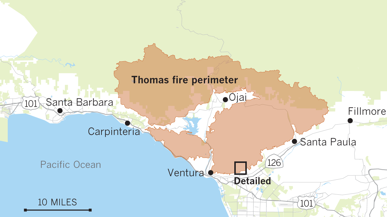 Ventura County Thomas Fire Map Before and after: Where the Thomas fire destroyed buildings in 