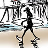 illustration of surfer on beach