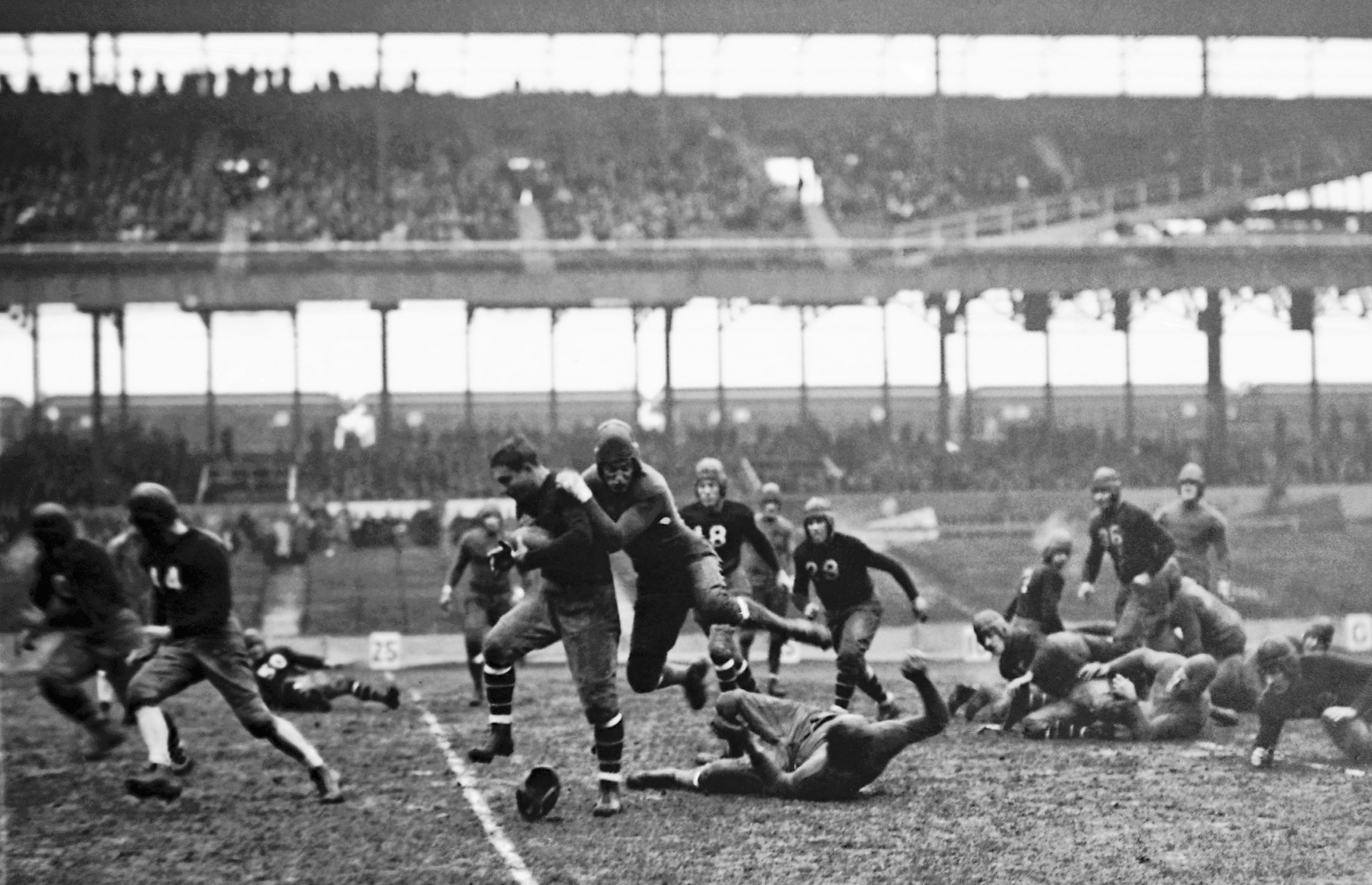 New York Giants and Green Bay Packers play at the Polo Grounds in New York in 1929.