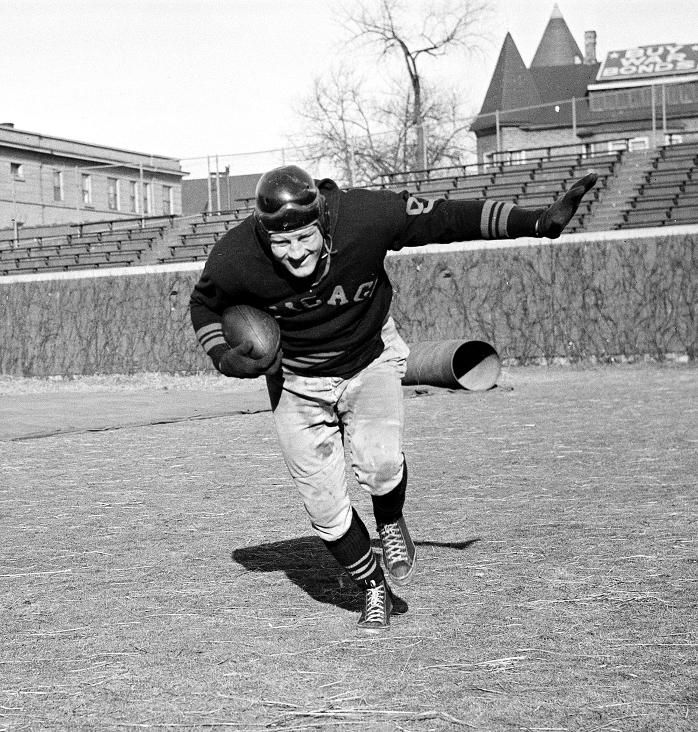 The Chicago Bears' Bronko Nagurski at Wrigley Field in December 1943.