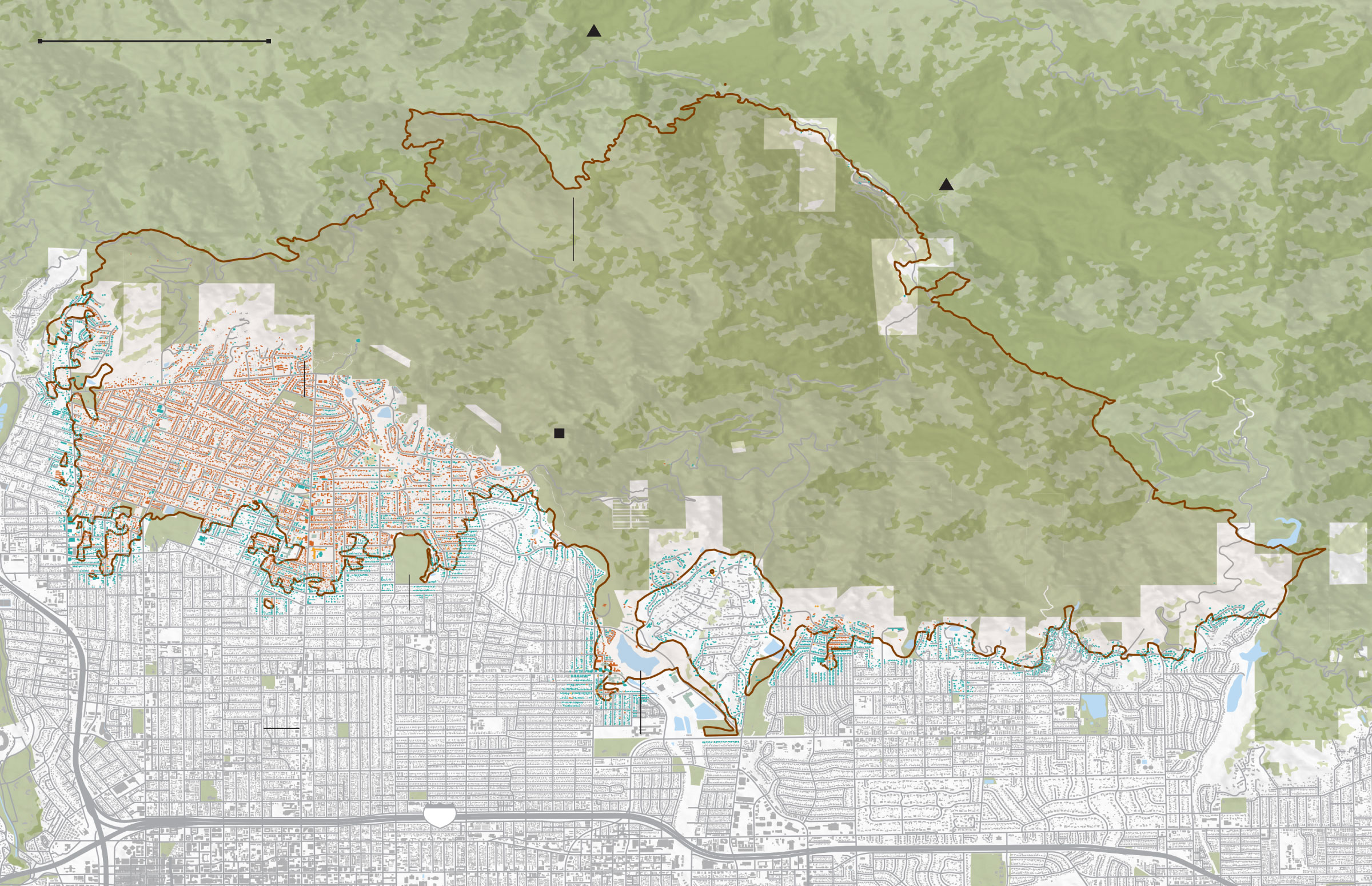 Map of the Eaton fire perimeter and damaged and destroyed buildings