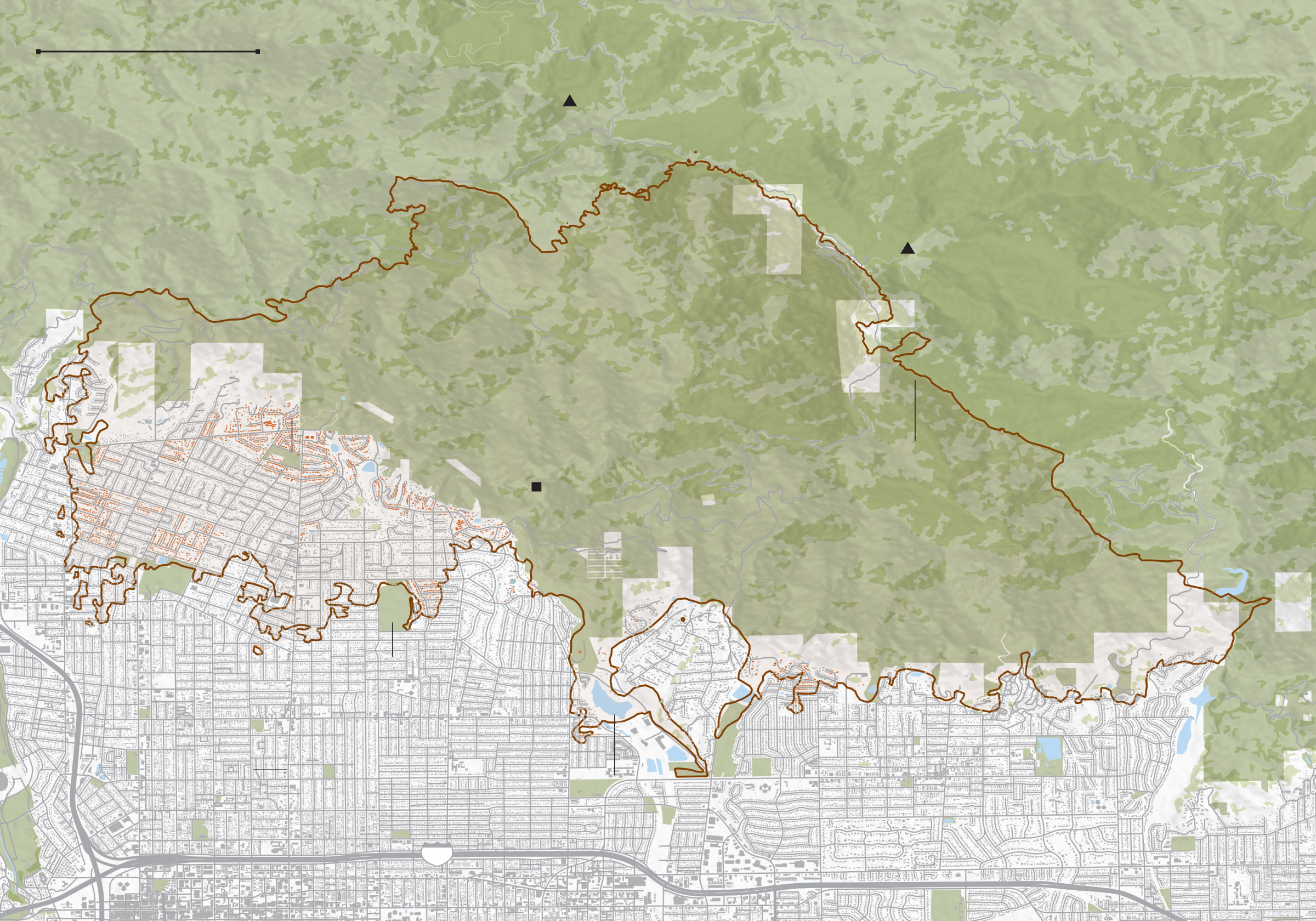 Map of the Eaton fire perimeter and damaged and destroyed buildings