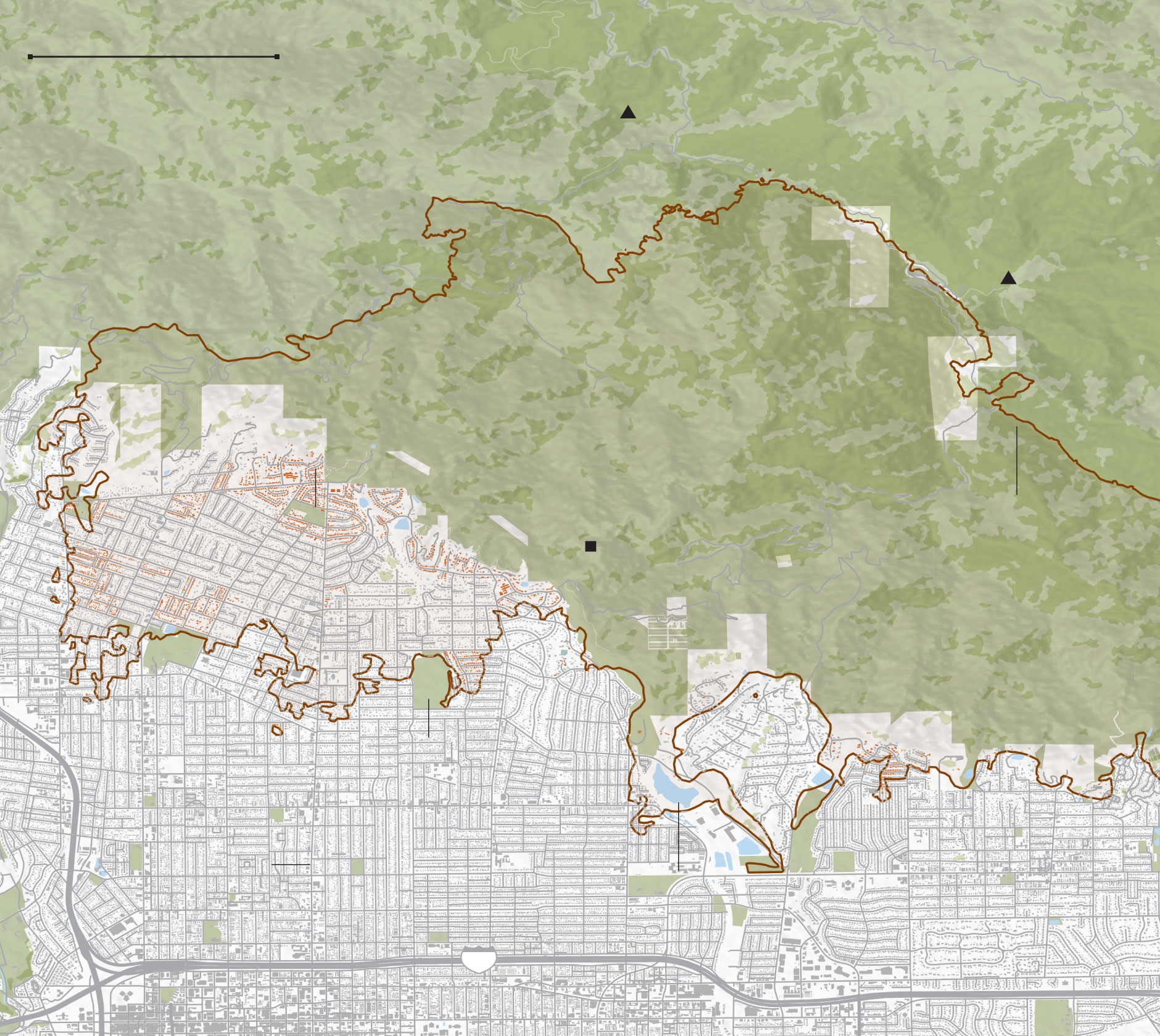 Map of the Eaton fire perimeter and damaged and destroyed buildings