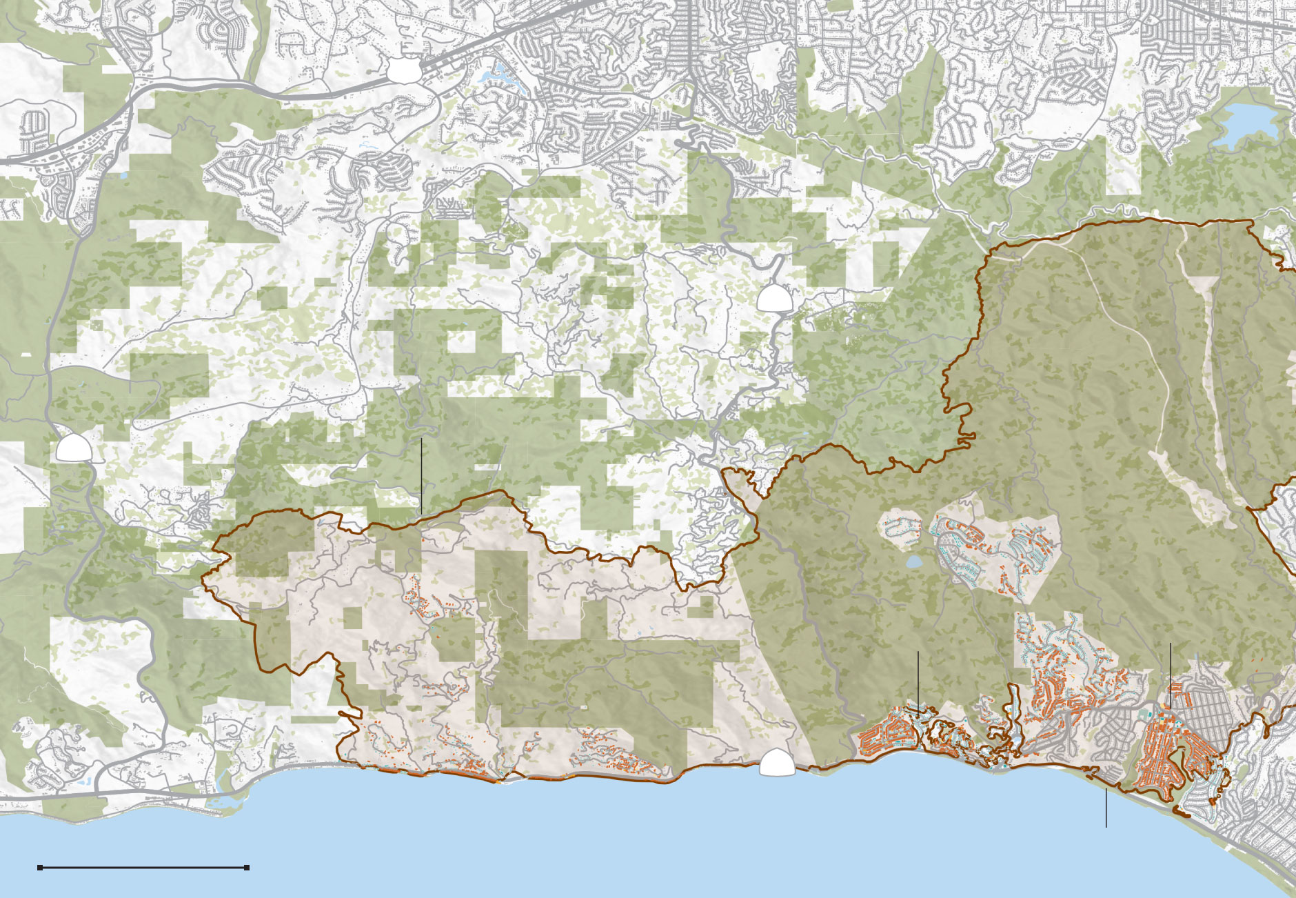 Map of the Palisades fire perimeter and damaged and destroyed buildings
