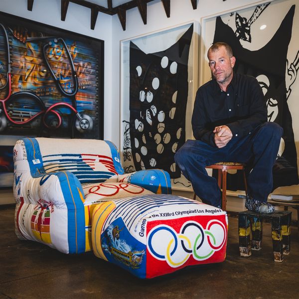 This lounge chair made of 1984 L.A. Olympics merch is a tribute to what’s coming