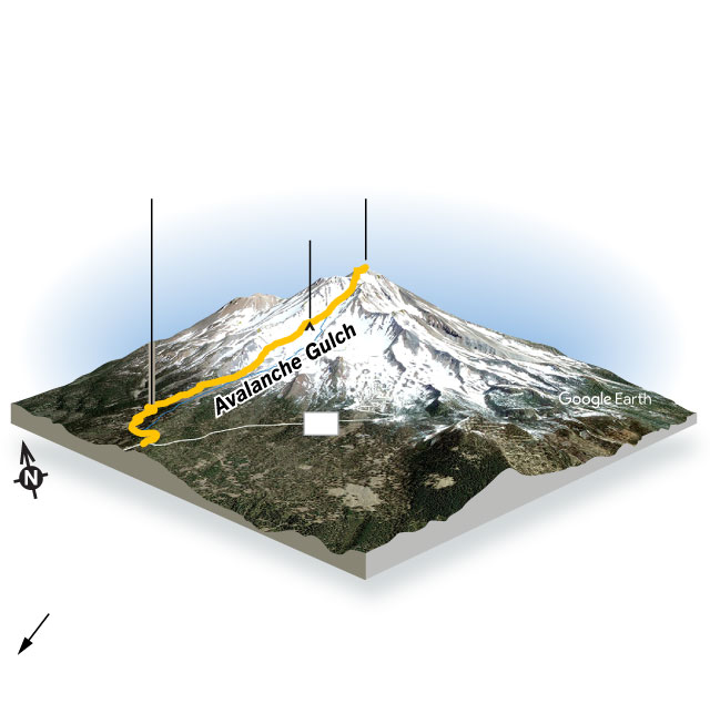 A 3D model image of Mt. Shasta