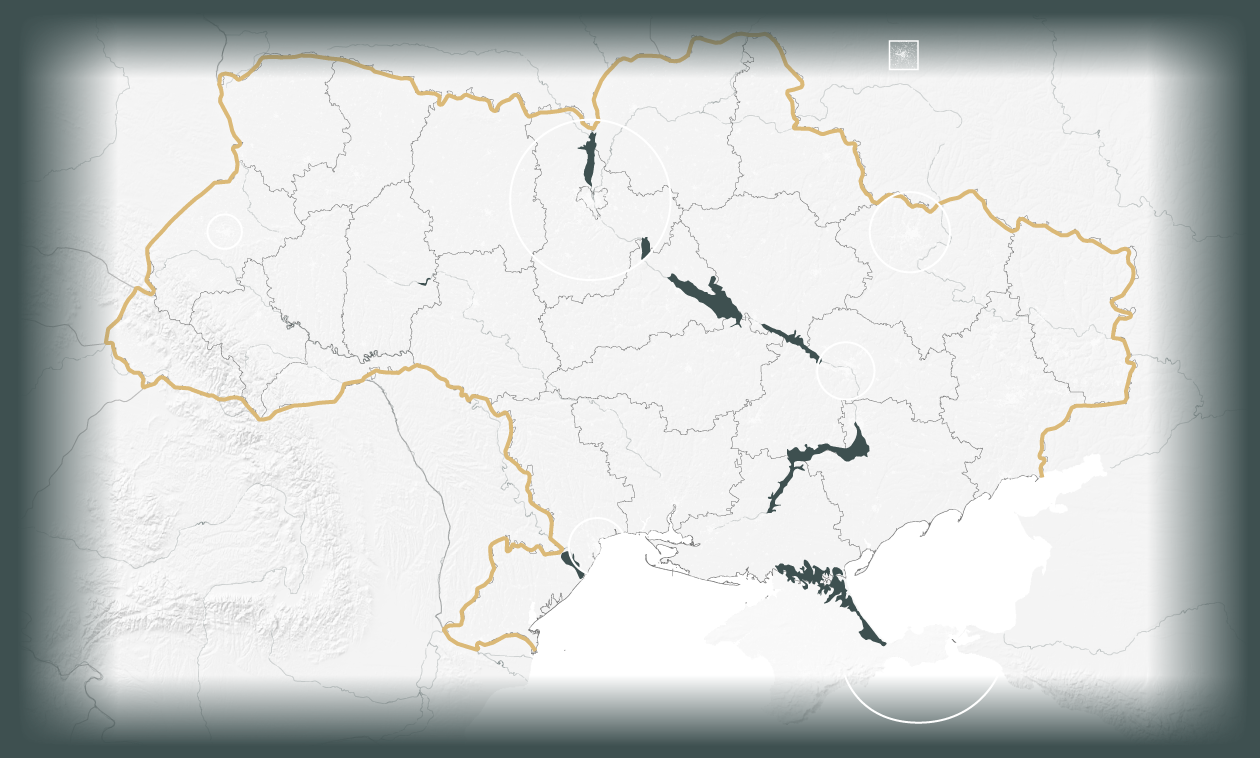 A map of Ukraine shows its most populated areas. Kyiv has the largest population, with 3 million people.
